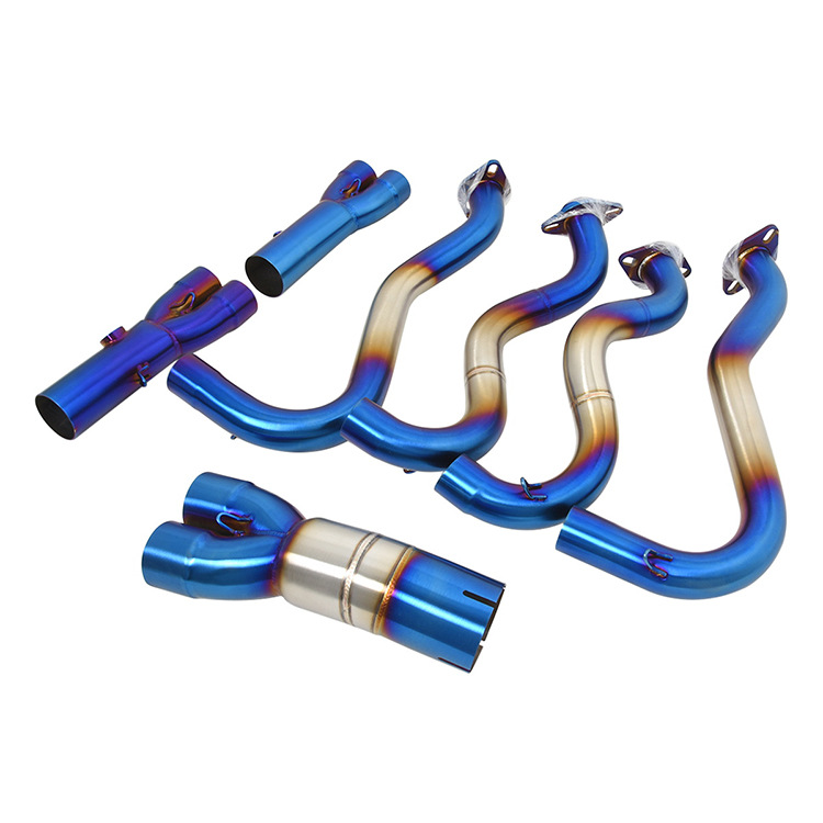 For Kawasaki Ninja ZX636 ZX6R 2009-2024 Blue System Exhaust Header Link Pipe - Image 3